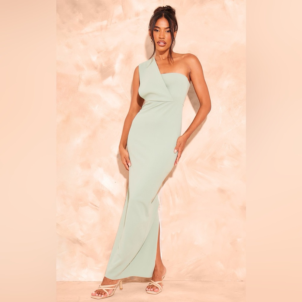PrettyLittleThing Sage One Shoulder Dress